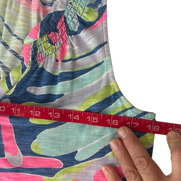 Lilly Pulitzer Essie Multi Beach Please Blue Pink Tropical Summer Tank Dress Med - Picture 8 of 15